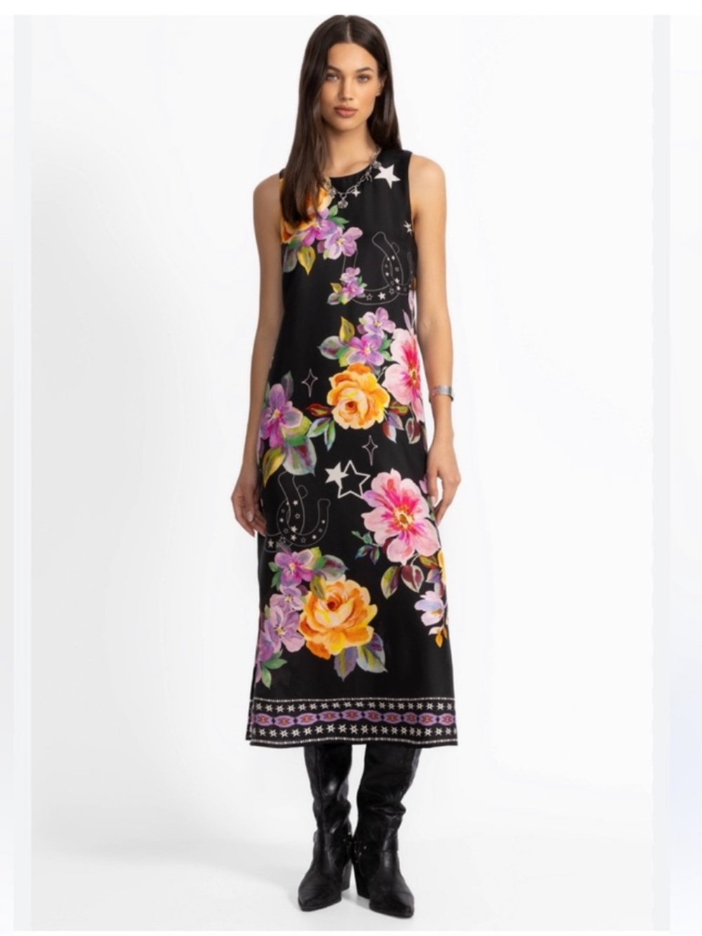 NWT JOHNNY WAS JADE KAROLINA TEA LENGTH DRESS - Picture 3 of 13